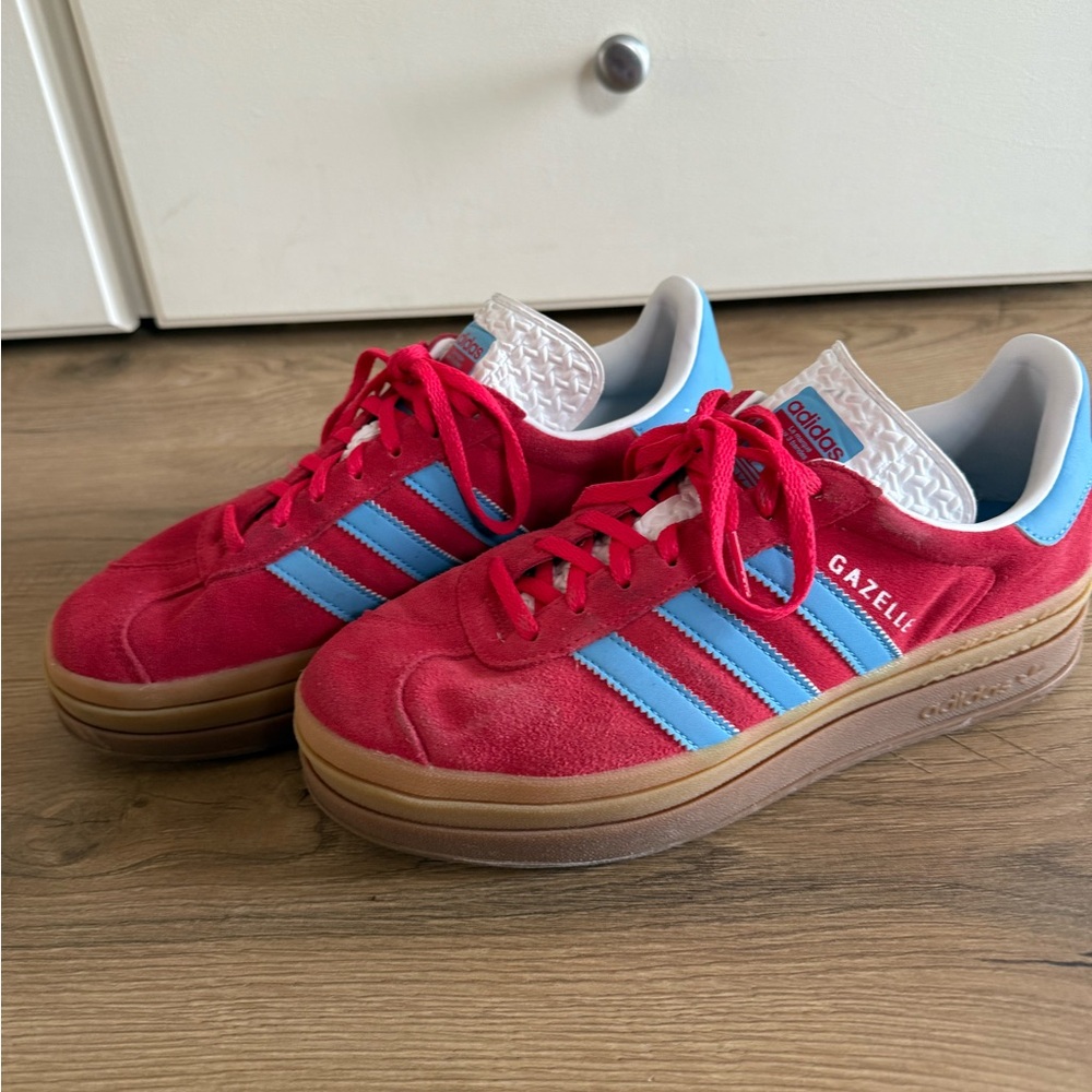 Adidas Gazelle Red with Blue Stripes
